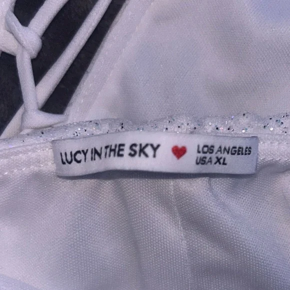 Lucy in the Sky Shimmer Long Sleeve Dress in White - Picture 6 of 6